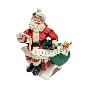 Vintage Santa by Clothtique for Possible Dreams Santa on Roof Top W/List & Kitty